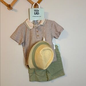 Little Lad Brown Striped Polo Shirt for Kids